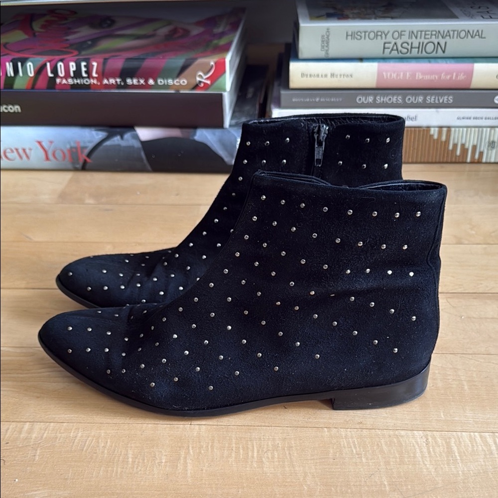 J. Crew Suede Ankle Flat Studded Boot